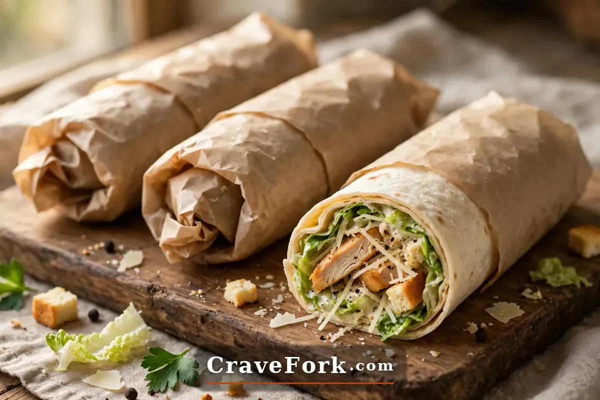 Wrapped chicken caesar wraps ready for lunch